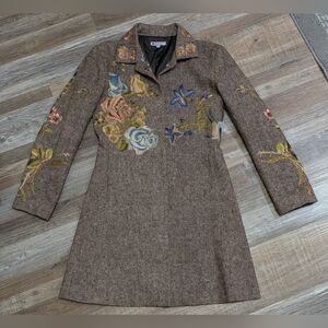Vintage Frikonne, all embroidered boho floral wool coat cottagecore, Size 2